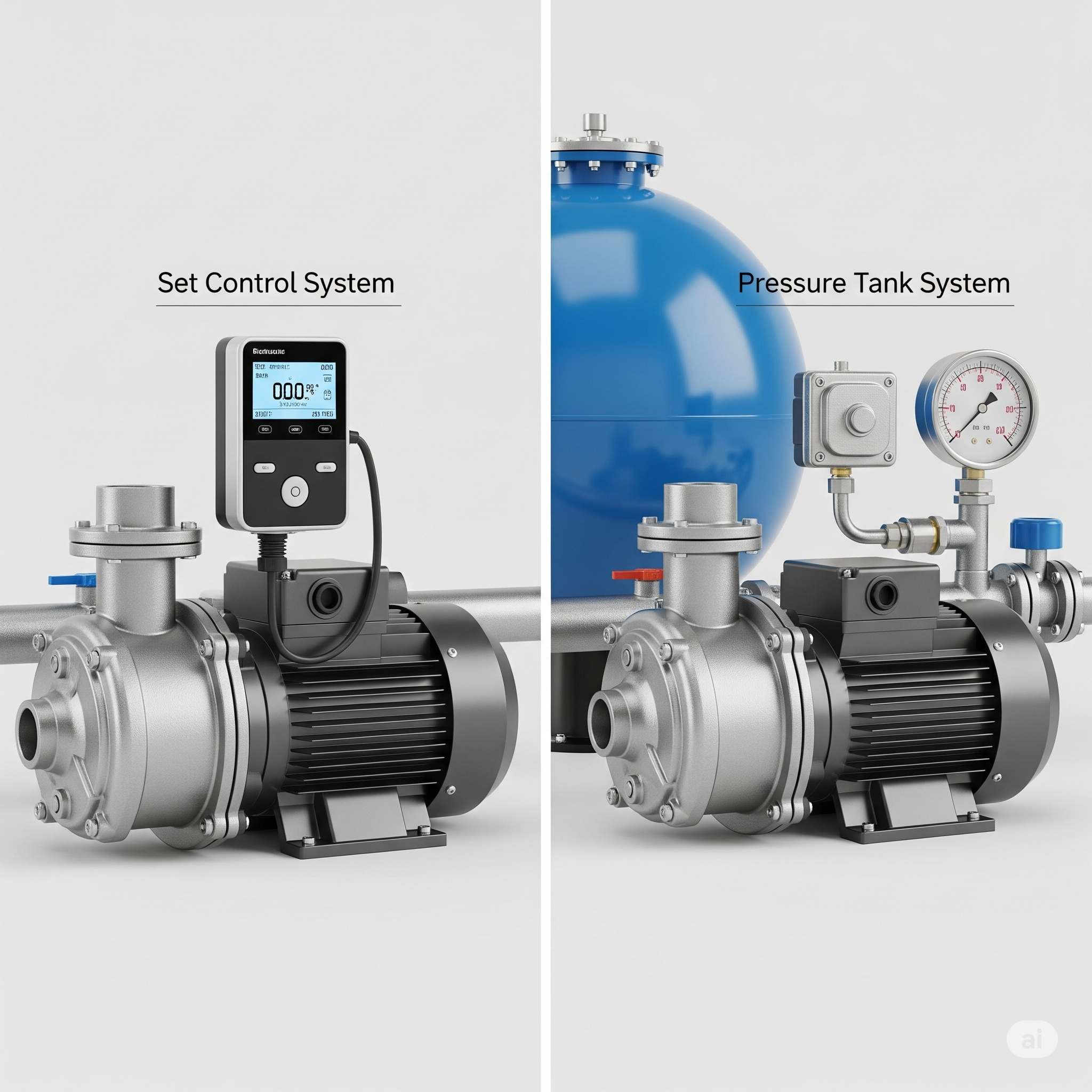 اینفوگرافیک راهنمای انتخاب بین ست کنترل یا منبع تحت فشار بر اساس نوع ساختمان و نیاز کاربر